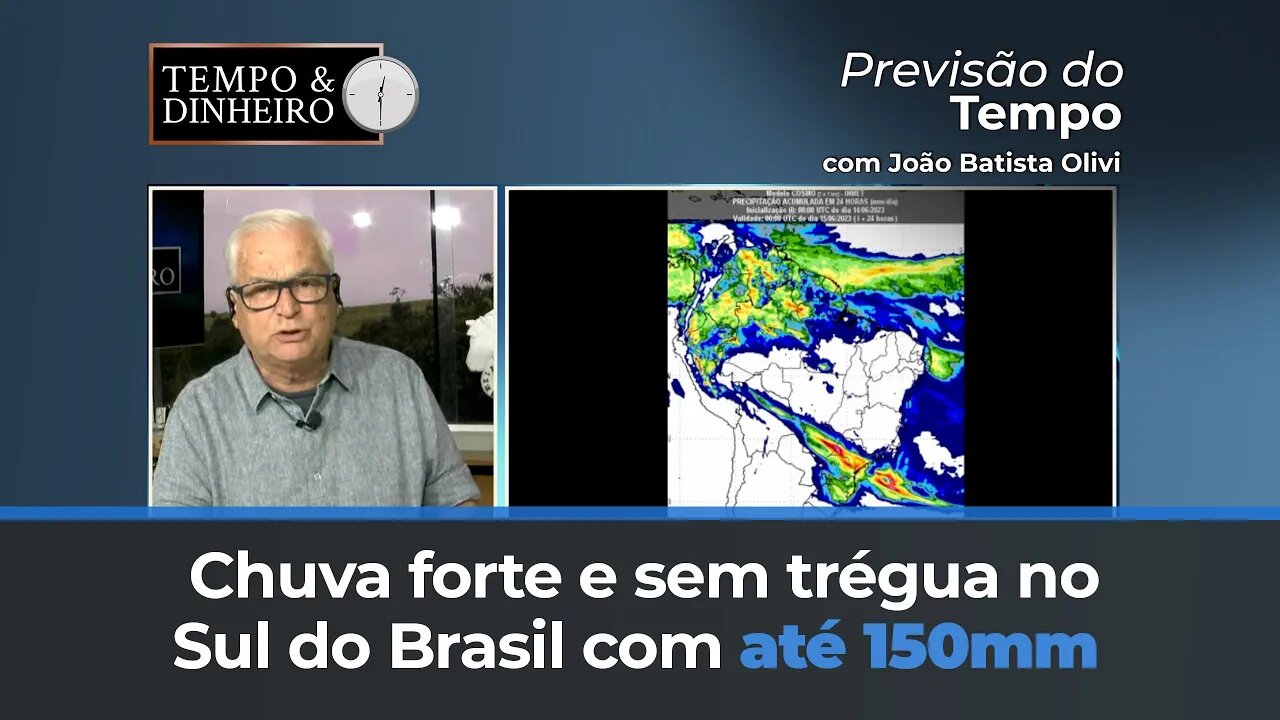 Chuva forte e sem trégua no Sul do Brasil com até 150mm