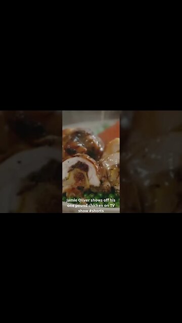 Jamie Oliver shows off his one pound chicken on TV show #shorts