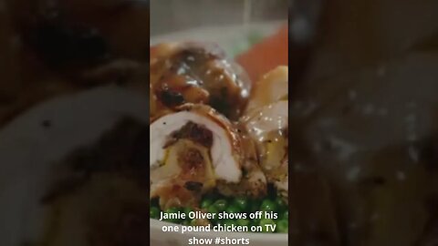 Jamie Oliver shows off his one pound chicken on TV show #shorts