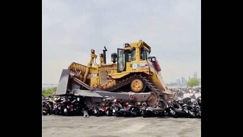 NYC Mayor proudly destroys Motorbikes