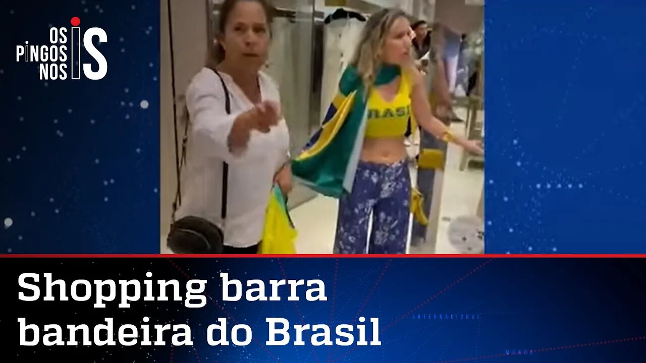 Mulher entra com bandeira do Brasil em shopping de SP e é constrangida por segurança