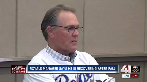 Royals manager says he's recovering after fall