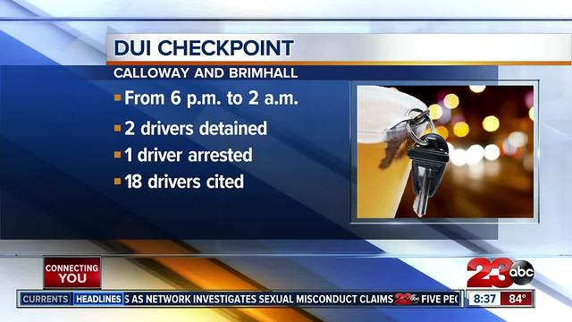 BPD arrest one person for driving under the influence of marijuana during DUI checkpoint
