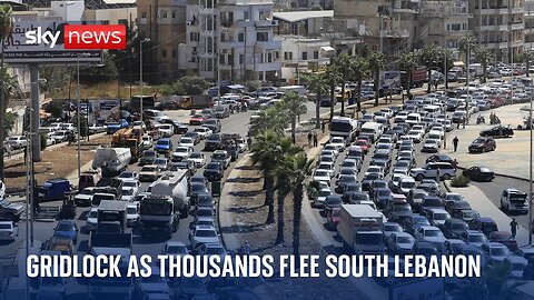 Twelve hour traffic jams as thousands flee south Lebanon after Israeli airstrikes