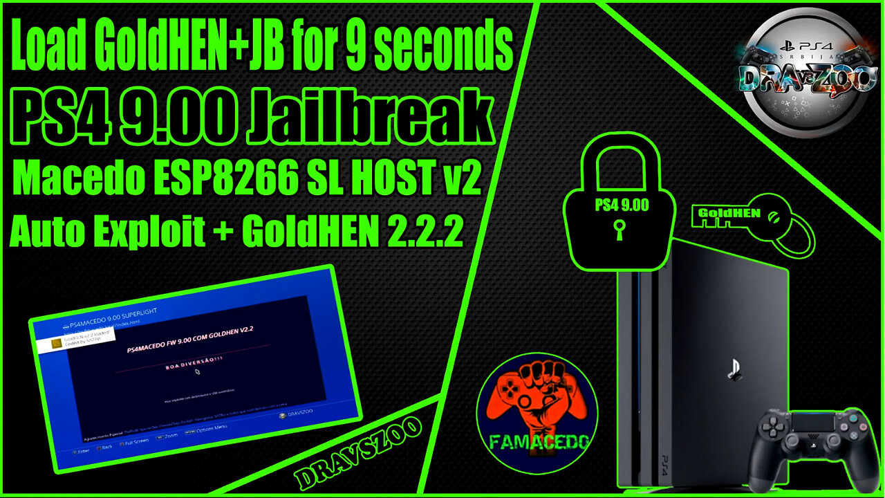 PS4 9 00 Load Jailbreak + GoldHEN v2.2.2 for 9 seconds | Macedo SL HOST v2 Modded ESP8266 Boards