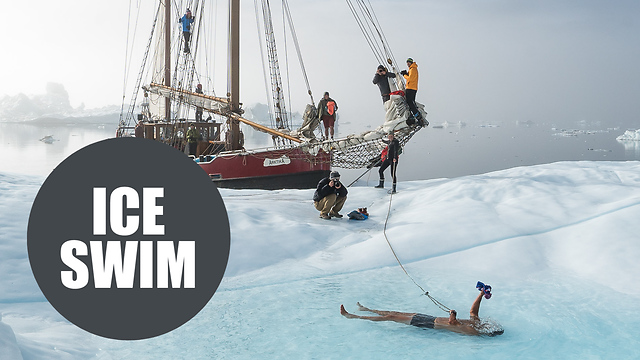 Brrrliant photos show sailors swimming on icebergs