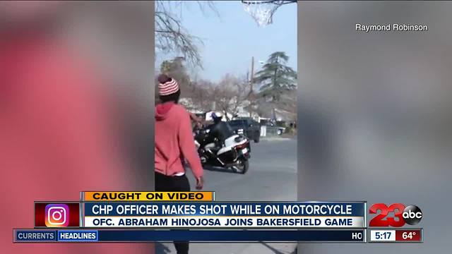 Caught on video: CHP officer joins neighborhood basketball game