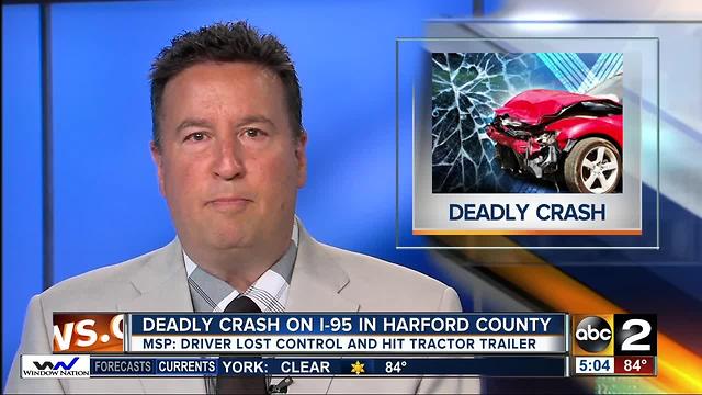 Police investigate deadly crash on I-95 in Harford County