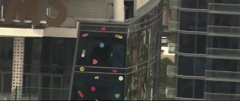 Mother upset over art depicting drugs on windows of Vegas hotel tower