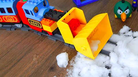 LEGO Train converts into a snowplow - Toy Cars Adventure – Fun Cartoon for Kids!