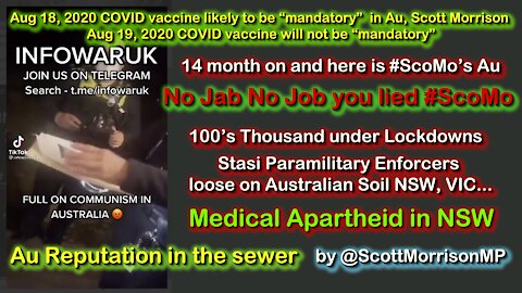 AUG 2020 Scott Morrison and National Cabinet in 14 months take AU Reputation into the Global Sewer