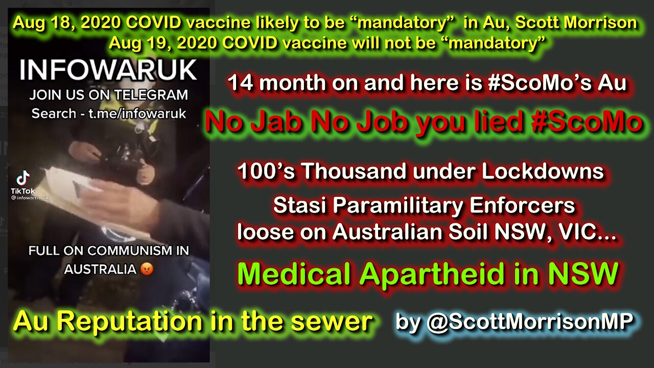 AUG 2020 Scott Morrison and National Cabinet in 14 months take AU Reputation into the Global Sewer