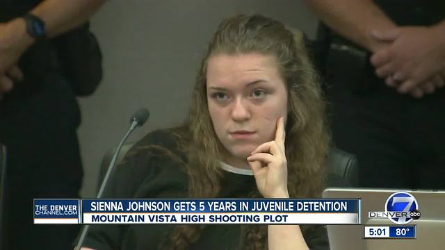 Sienna Johnson, 2nd teen in Mountain Vista shooting plot, will spend 5 years in detention facility