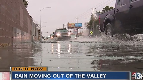 Rain moves out of the Las Vegas valley