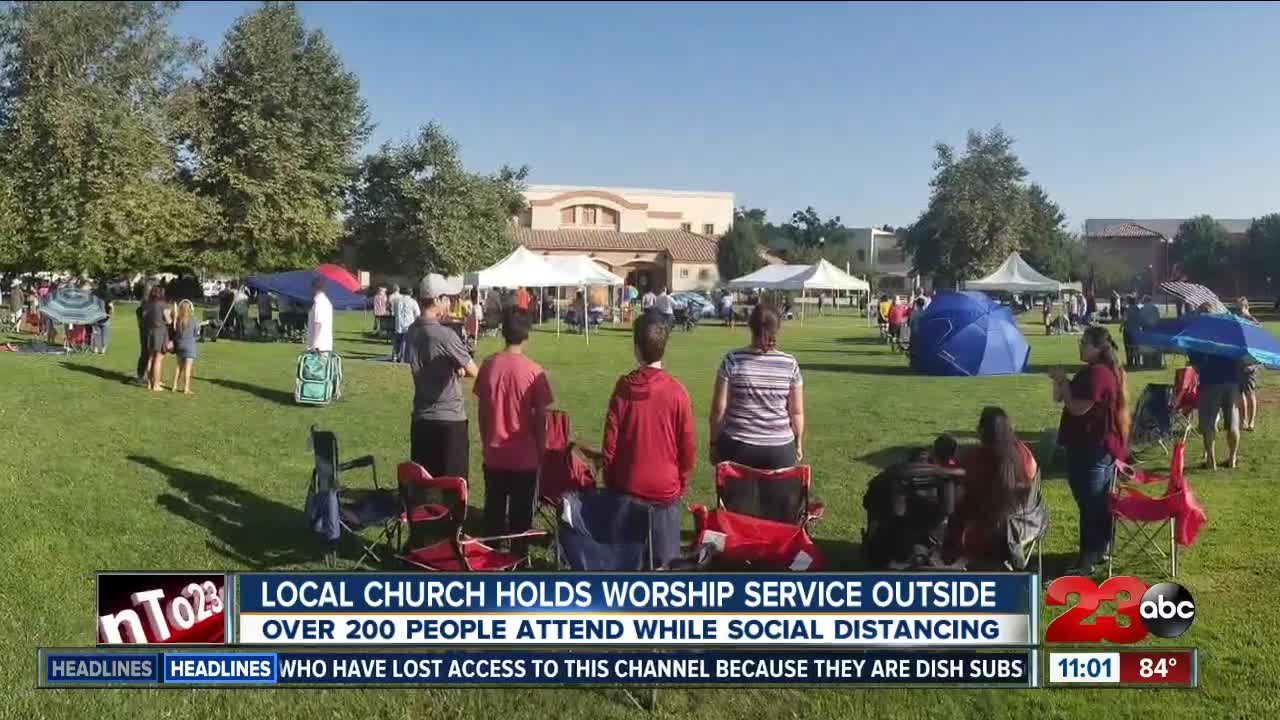 local church holds worship outside for the first time