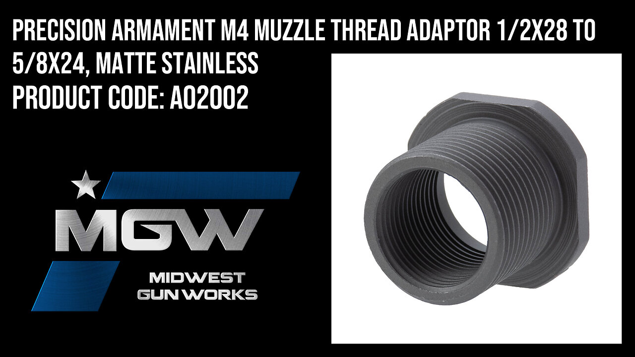 Precision Armament M4 Muzzle Thread Adaptor 1/2x28 to 5/8x24, Matte Stainless - A02002