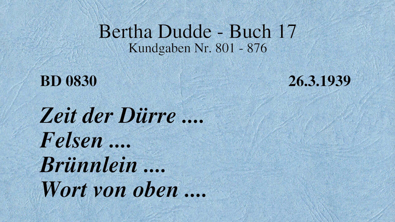 BD 0830 - ZEIT DER DÜRRE .... FELSEN .... BRÜNNLEIN .... WORT VON OBEN ....