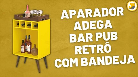 Aparador Adega Bar Pub Retrô com Bandeja