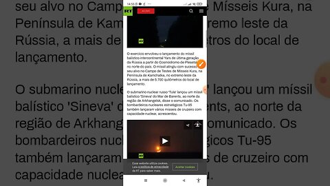 Urgente Rússia realiza teste nuclear, assista o vídeo do míssil Intercontinental russo.