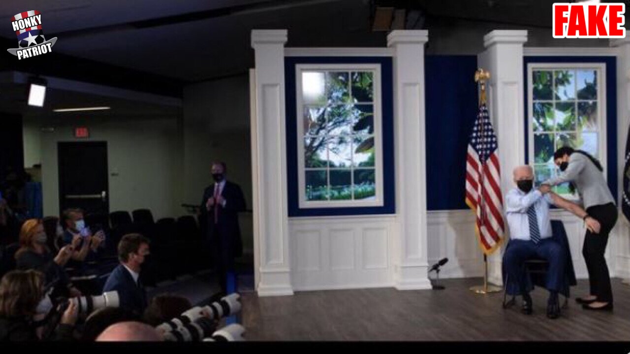 Update : Behind The Scenes Photo Shows A Fake Stage Set Of Whitehouse During Biden Booster Jab