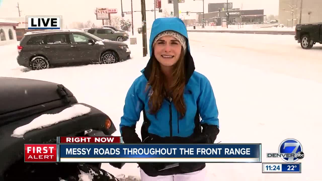 Snow continues to fall in Denver at 11 a.m.