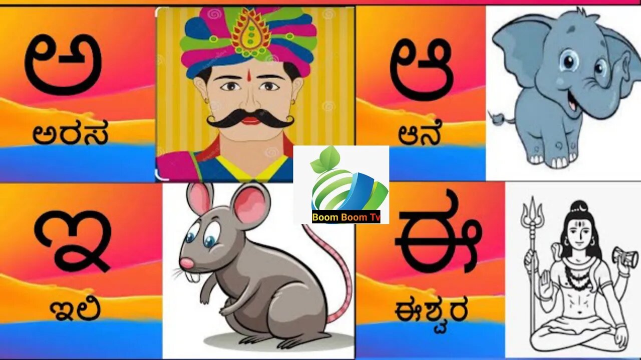 Kannada Alphabets with Picture|Learn kannada Alphabet\Kannada Letters|ಕನ್ನಡ ಅಕ್ಷರಗಳು|ಅ ಆ ಇ ಈ ಉ ಊ ಋ ಎ