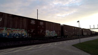 Manifest Train x302 CN 2913 & CN 3207 Rear Locomotives East In Sarnia