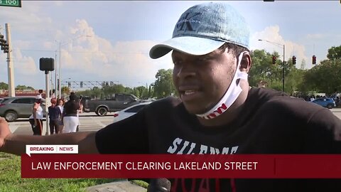 Law enforcement cleaning Lakeland Street amid protests