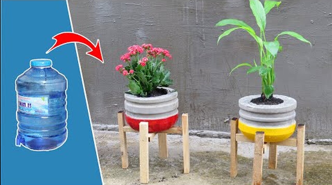 Casting cement Pots from Plastic Barrel, It s easy and beautiful