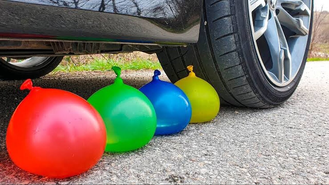 Crushing crunchy and soft things by car! EXPERIMENTAL CAR vs WATER BALLOONS