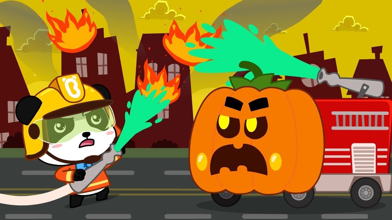 Action! Halloween Fire Truck | Halloween Party | Halloween Cartoon | Halloween Costumes | BabyBus