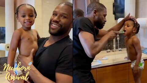 Floyd Mayweather Shows Grandson KJ How To Properly Brush His Teeth! 🦷