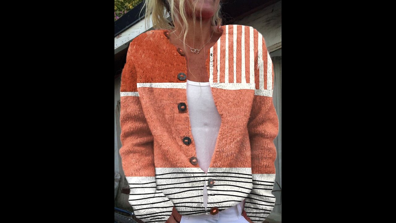 Women’s Striped Long Sleeve Comfy Casual Buttoned Cardigan 🌈✨