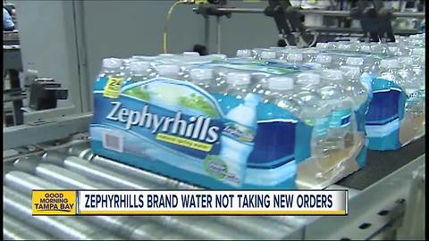 Zephyrhills brand water not processing new orders because of Hurricane Irma