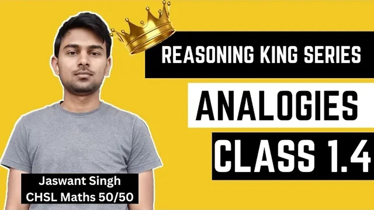 Analogy Topic 4 | Reasoning King Series by Jaswant Sir Class 1.4 #reasoning #analogy #mews