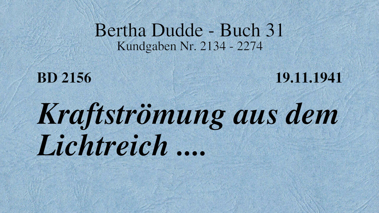 BD 2156 - KRAFTSTRÖMUNG AUS DEM LICHTREICH ....