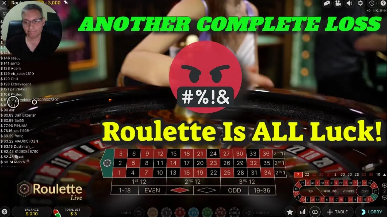 Another Complete Bust AGAIN! Roulette is ALL Luck and NO Skill!