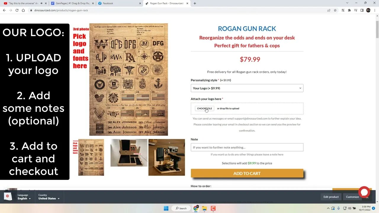 How to order rogan gun rack from Dinosaurized