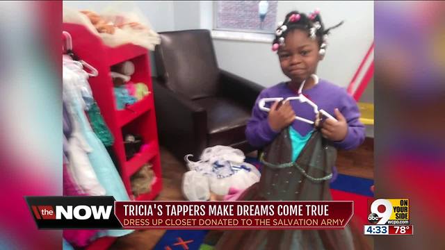 Tricia's Tappers donate dress-up closet to women's shelter