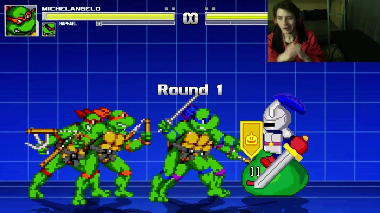 Teenage Mutant Ninja Turtles Characters (Leonardo And Raphael) VS Slime Knight In A Battle In MUGEN