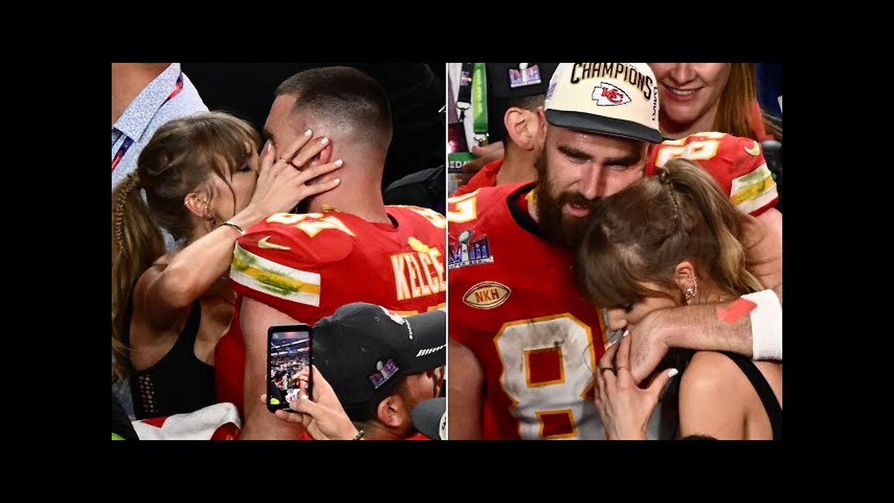 Taylor Swift & Travis Kelce Kiss After Kansas City Chiefs Win Super Bowl 2024!