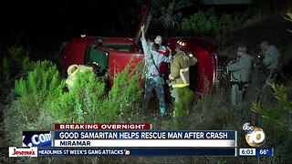 Marine veteran helps rescue driver after crash down embankment