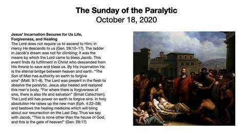 The Sunday of the Paralytic - Trinity 19 - October 18, 2020