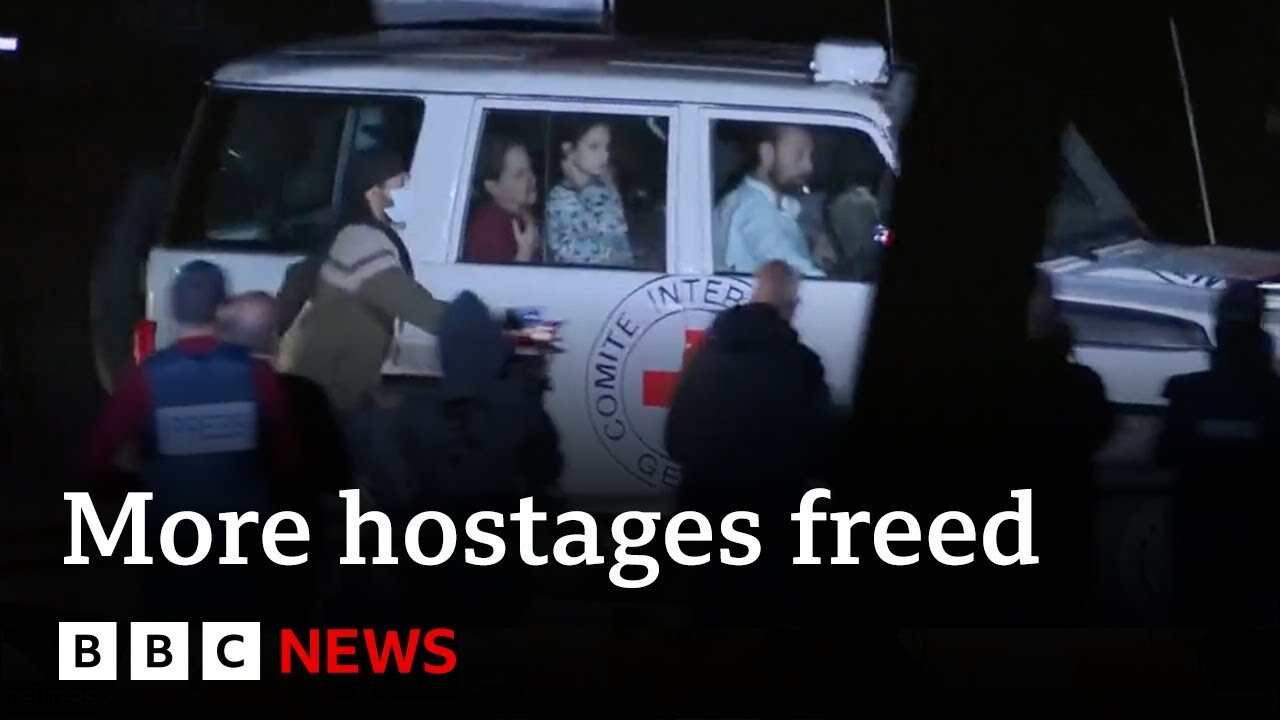 More Israeli hostages freed by Hamas in exchange for Palestinian prisoners - BBC News