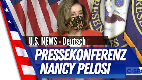 Nancy Pelosi hält eine Pressekonferenz