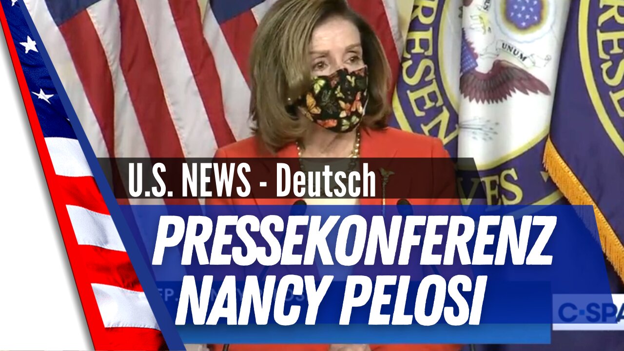 Nancy Pelosi hält eine Pressekonferenz