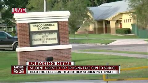 Student arrested for bringing fake gun to school, holding it to another student's throat