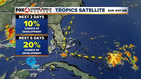 New tropical wave may slowly develop through mid-week