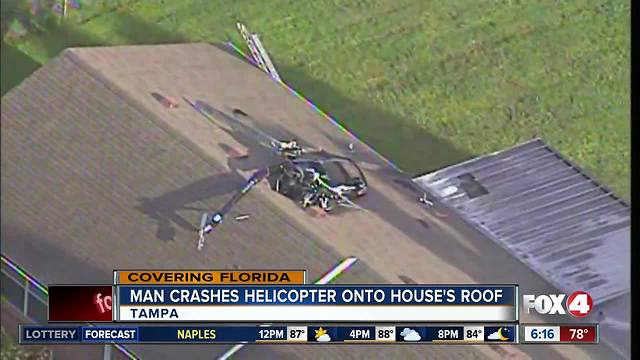 Florida man crashes small homemade helicopter into house