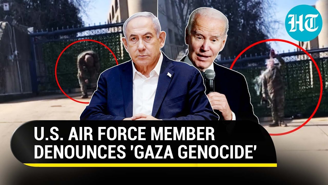 U.S. Air Force Member Rebels Against Biden Over 'Gaza Genocide'; Drama Outside Israeli Embassy